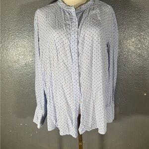 LOFT Men's Light Blue Patterned Button Down Shirt